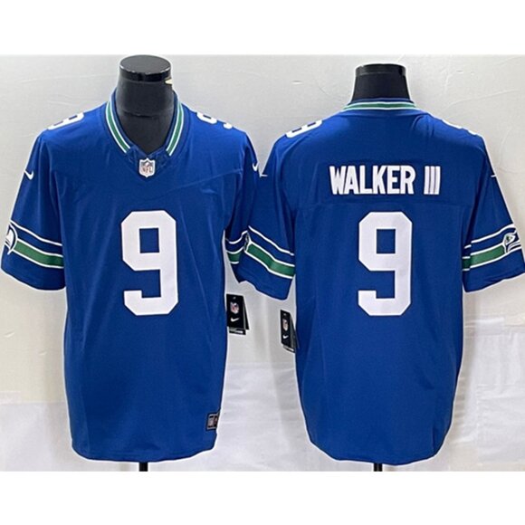 Mens Youths Kids Womens 9 Kenneth Walker III Royal Stitched Limited Jersey